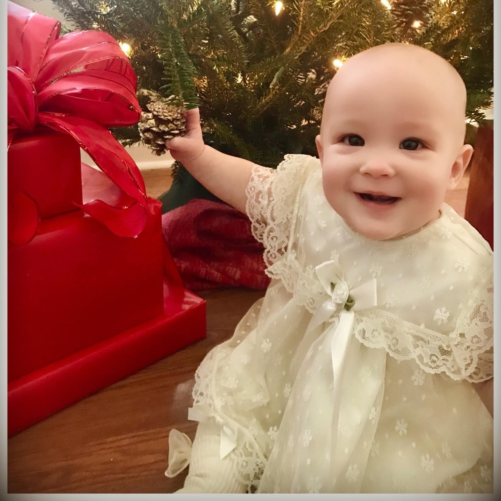 Ivory Satin and Lace Formal Dress Baby 9-12 months
